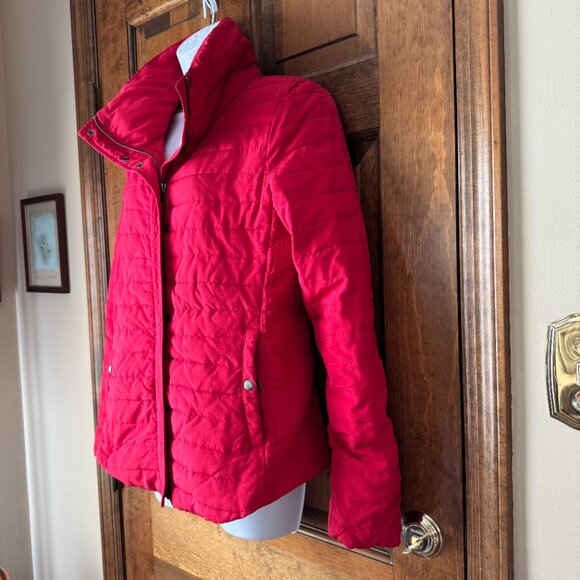 LOFT Red Puffer Jacket w/Zipper & Snap Close Medium - Picture 6 of 16